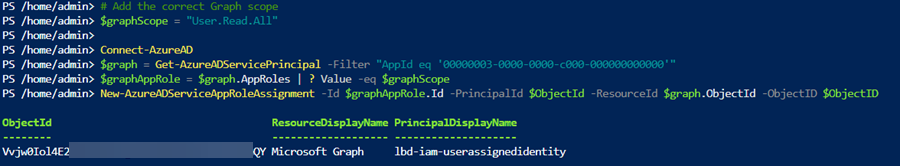 Azure UAI grant scope