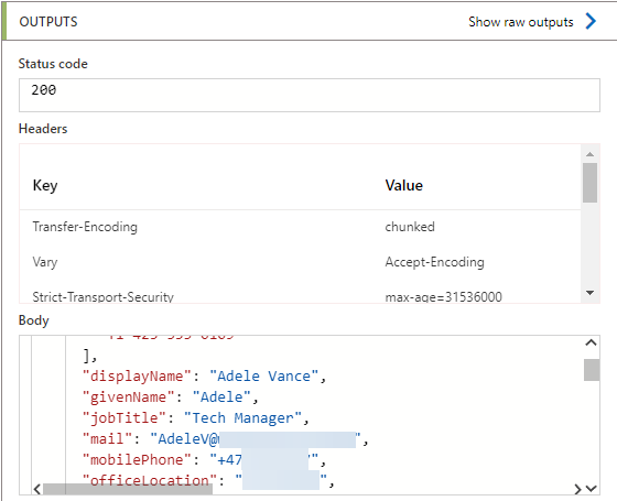 Azure UAI LA response